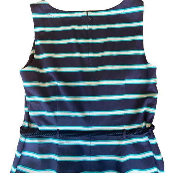 Tommy Hilfiger Blue White Striped Belted Sleeveless Sheath Dress Size 10 - Picture 9 of 9